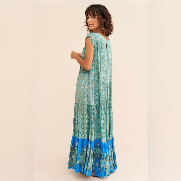 FREE PEOPLE HANALEI BAY LACE UP TIERED OVERSIZED TIERED FLORAL MAXI DRESS XS - Picture 3 of 16